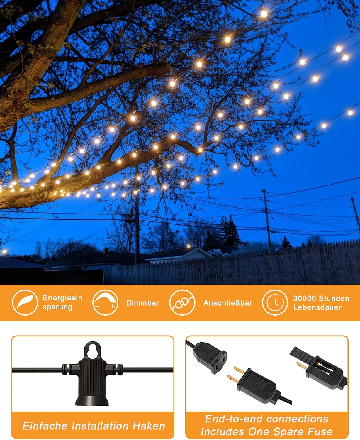 100 ft G40 LED string lights
