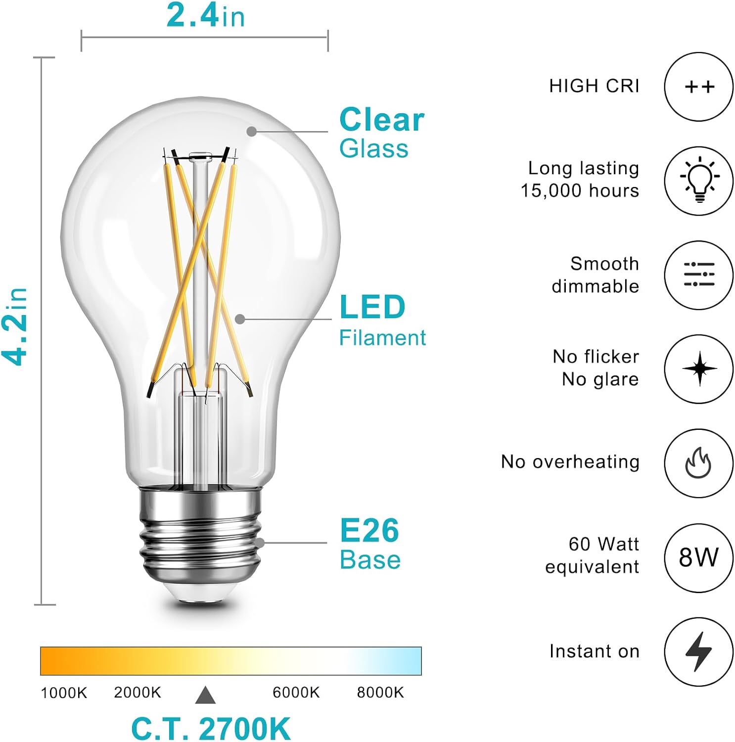 12 pack E26 LED bulbs