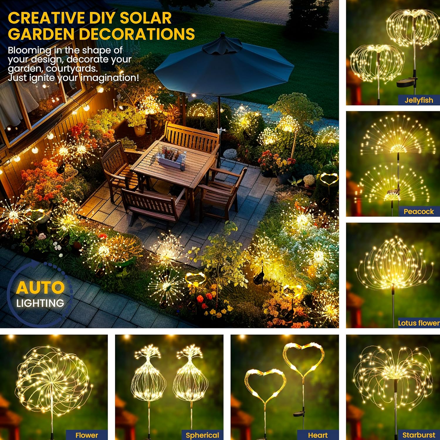 2 Pack Solar Firework Lights