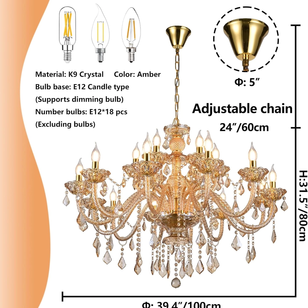 amber K9 crystal chandelier