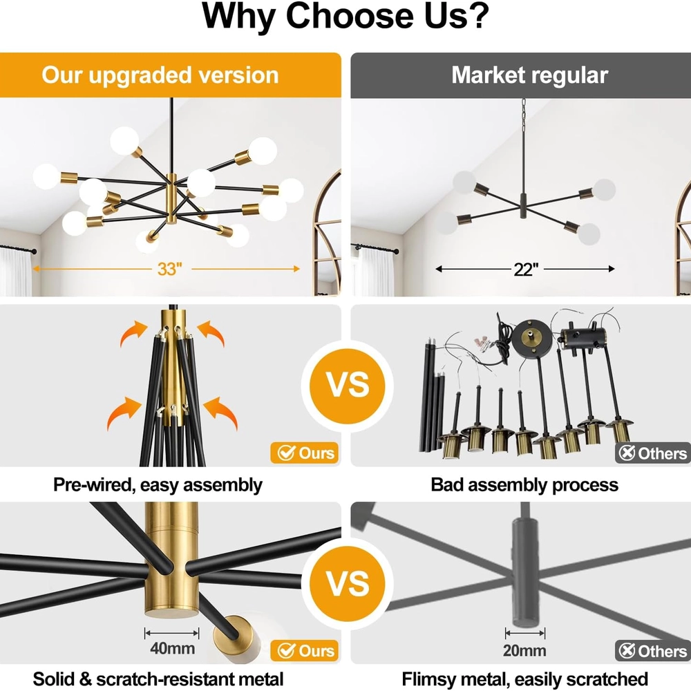 Black Gold 12-light Chandelier
