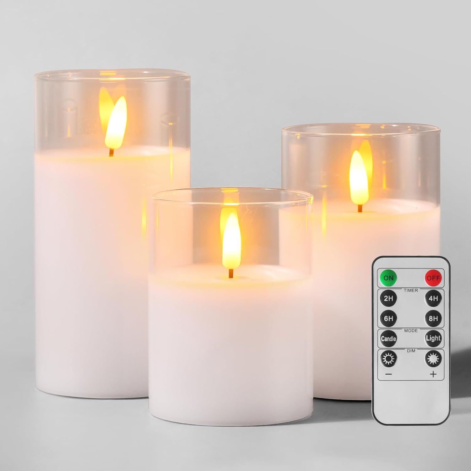 Glass Flameless Candles Remote