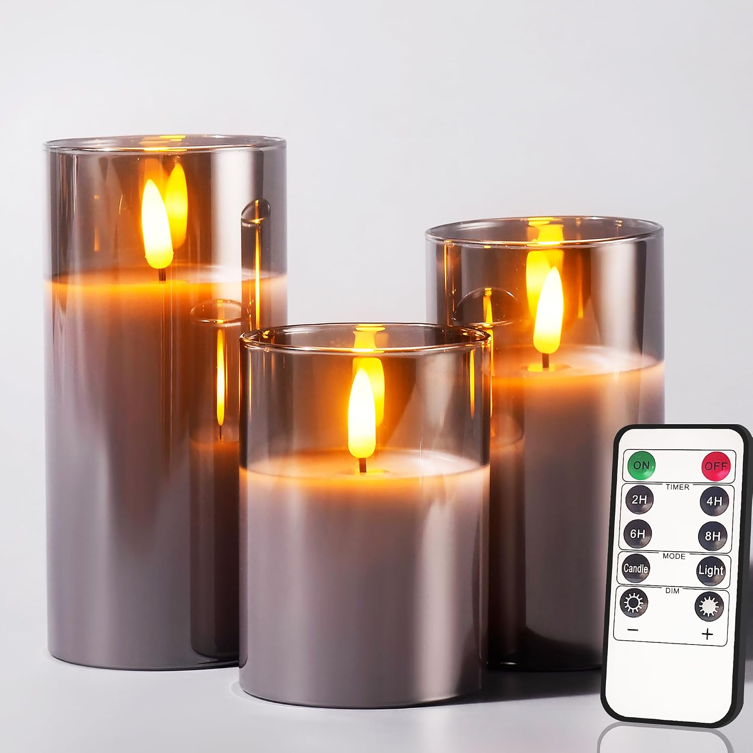 Glass Flameless Candles Remote