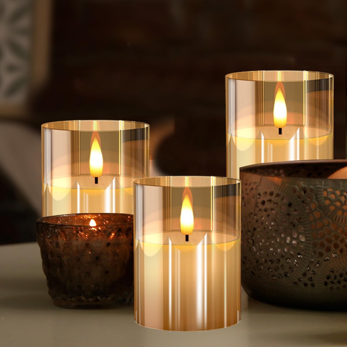 Glass Flameless Candles Remote