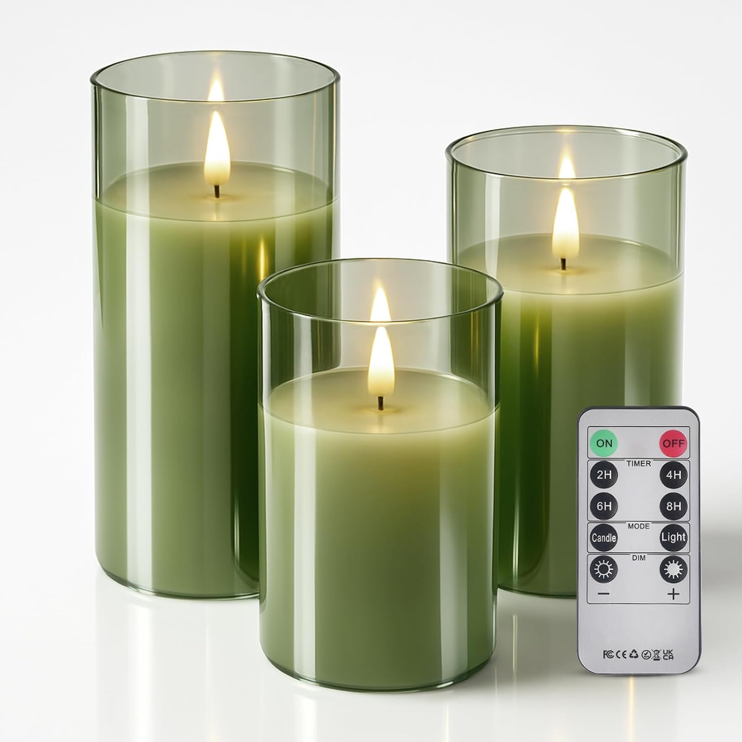 Glass Flameless Candles Remote