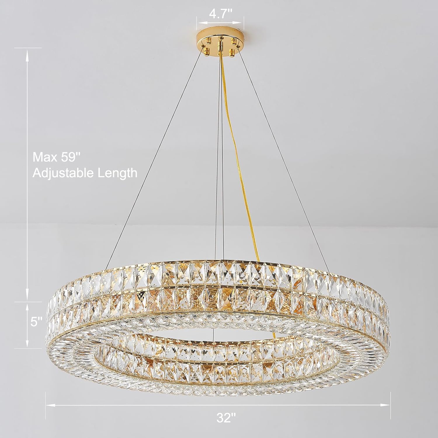 Gold Ring Crystal Chandelier with 12 Lights