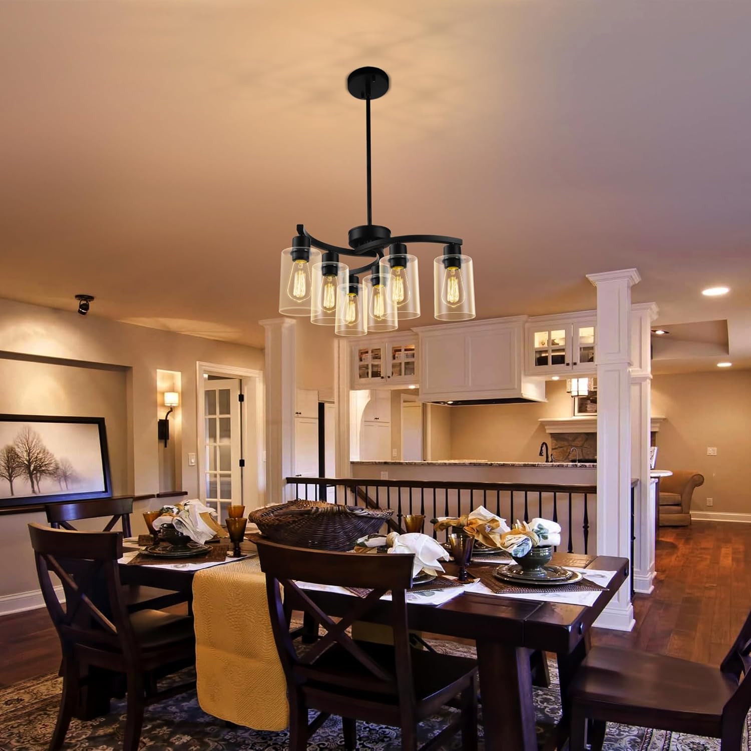 Matte Black 6-light Chandelier