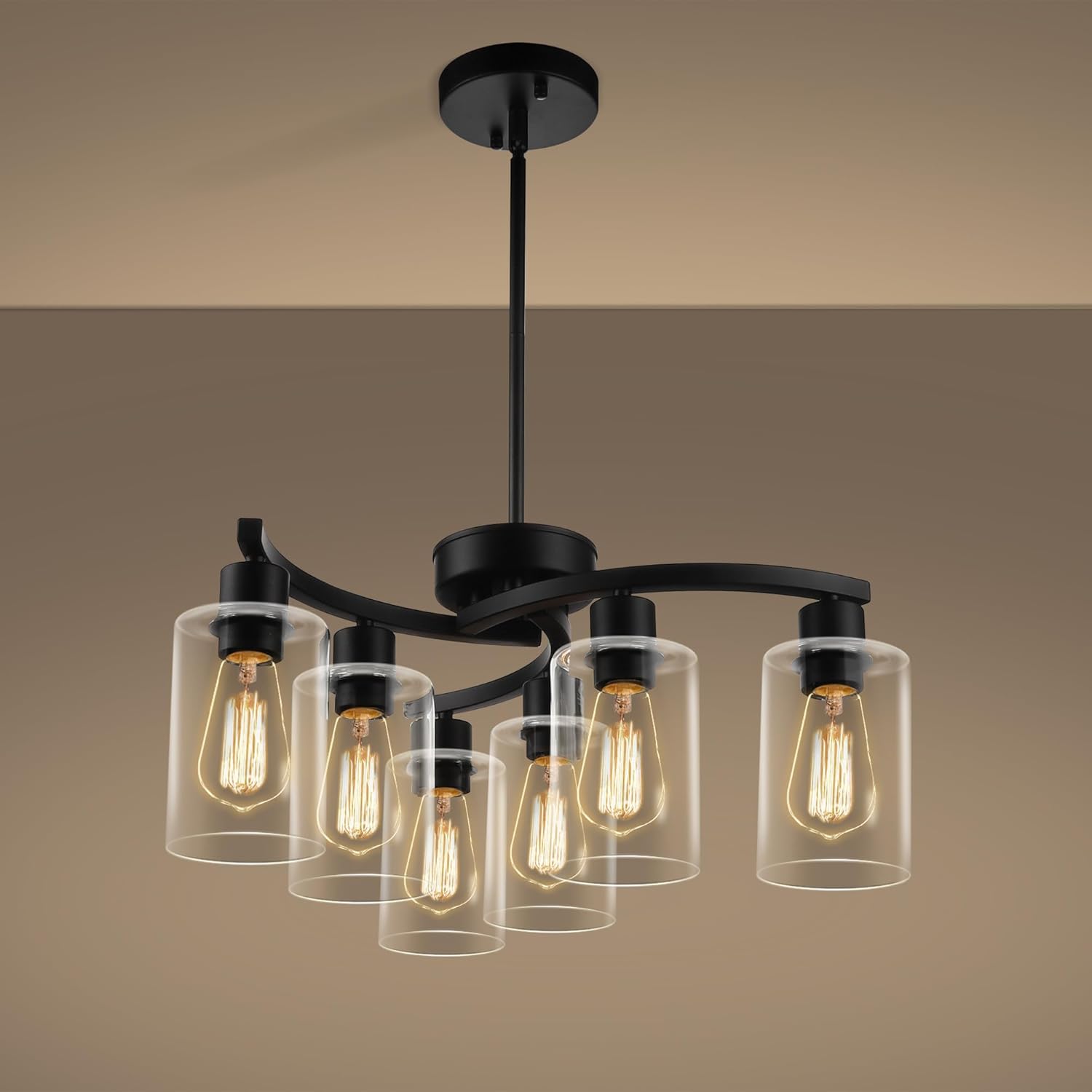 Matte Black 6-light Chandelier