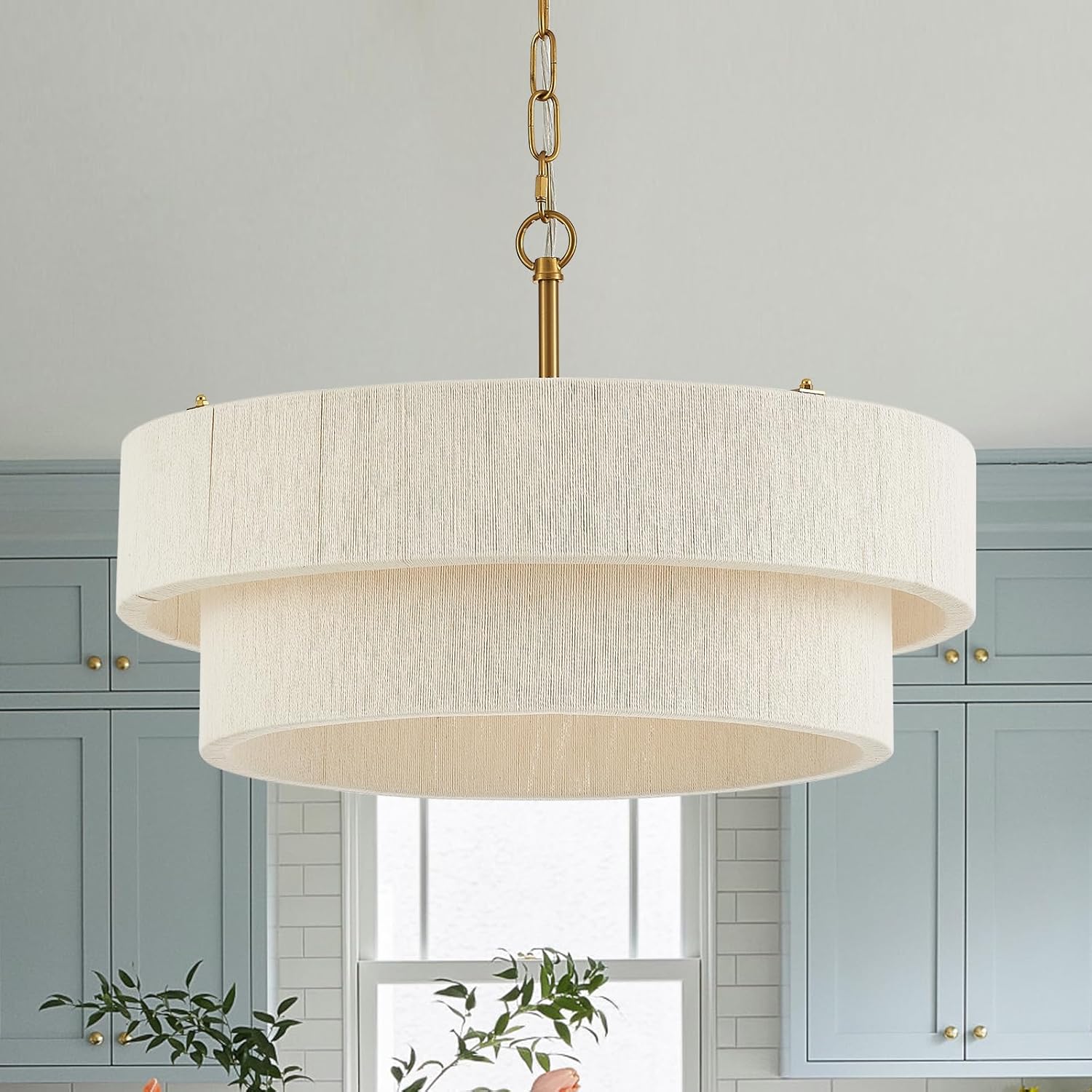 Natural Linen Drum Pendant