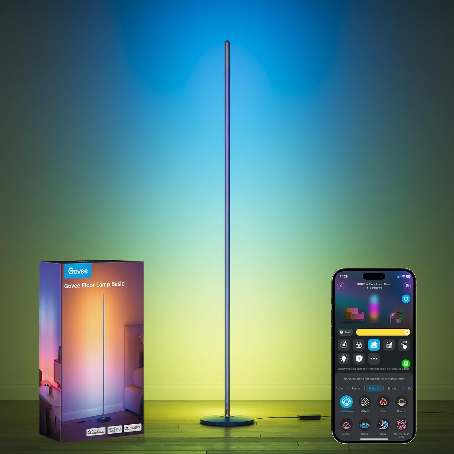 RGBIC LED Corner Floor Lamp 1000 lm
