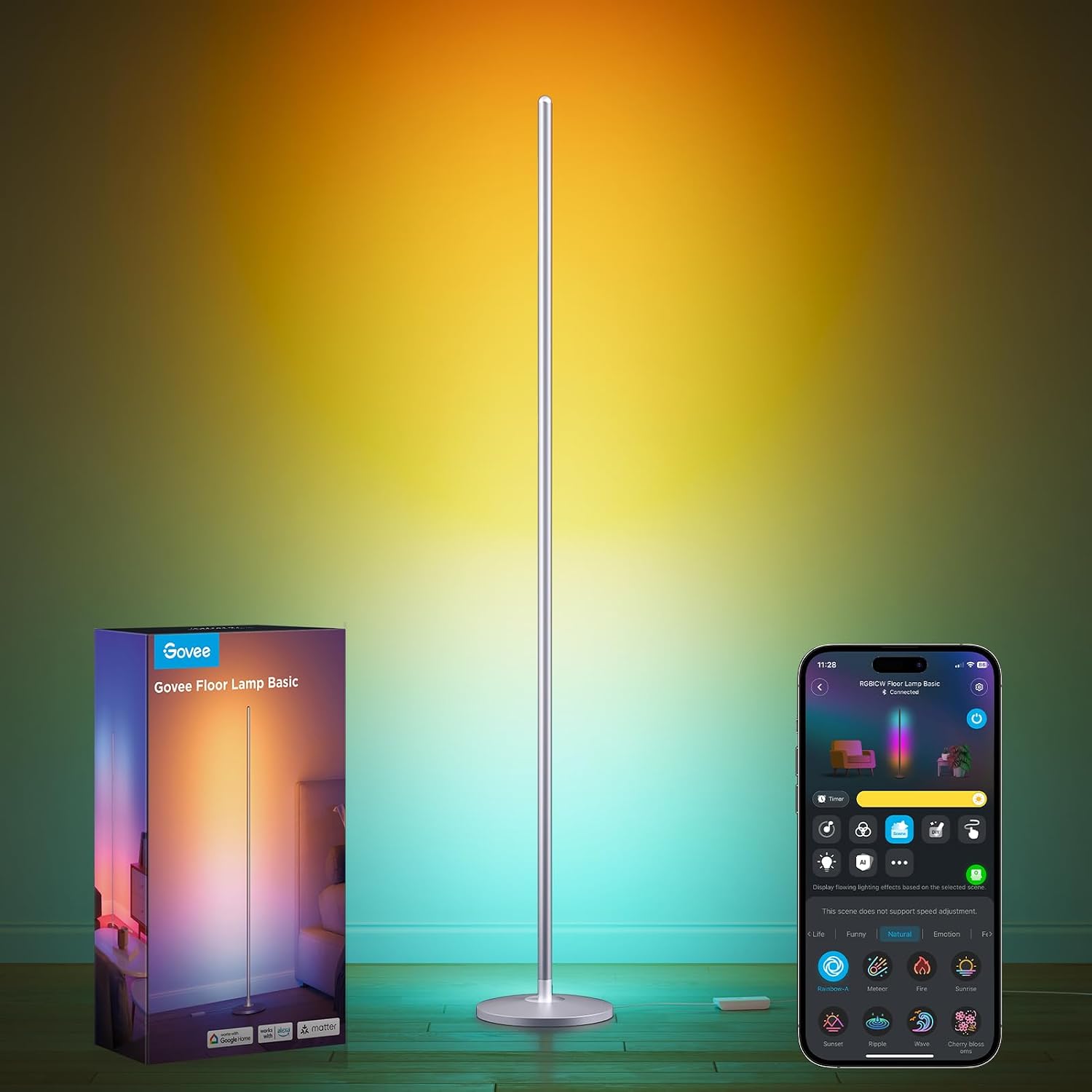 RGBIC LED Corner Floor Lamp 1000 lm