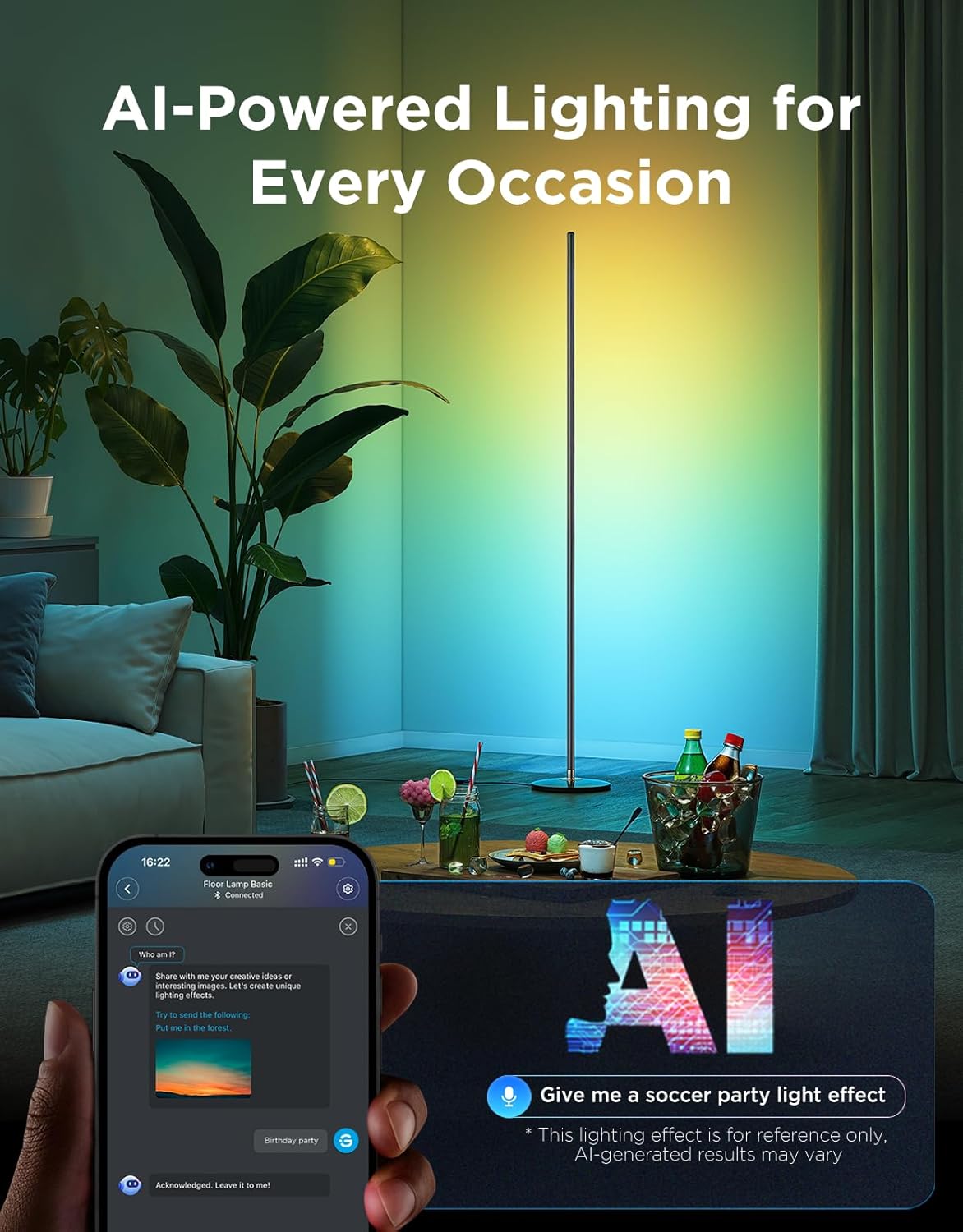 RGBIC LED Corner Floor Lamp 1000 lm