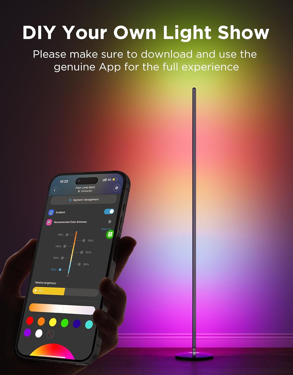 RGBIC LED Corner Floor Lamp 1000 lm