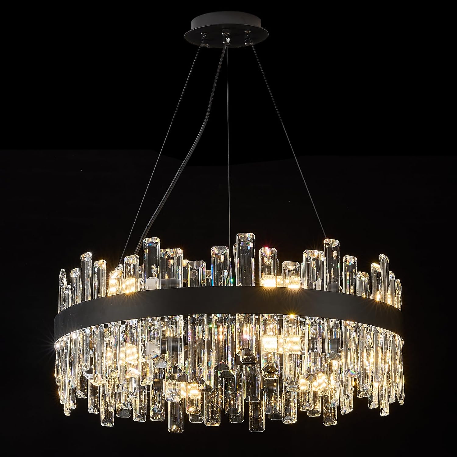 Round Gold Crystal Chandelier with 16 Lights
