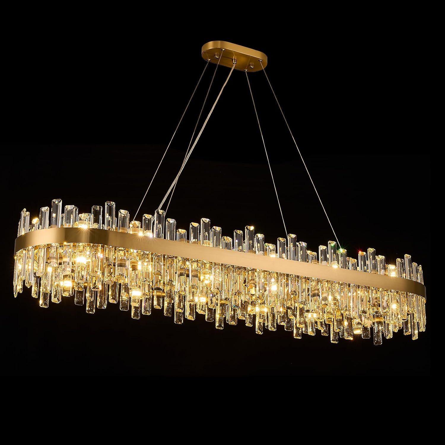 Round Gold Crystal Chandelier with 16 Lights