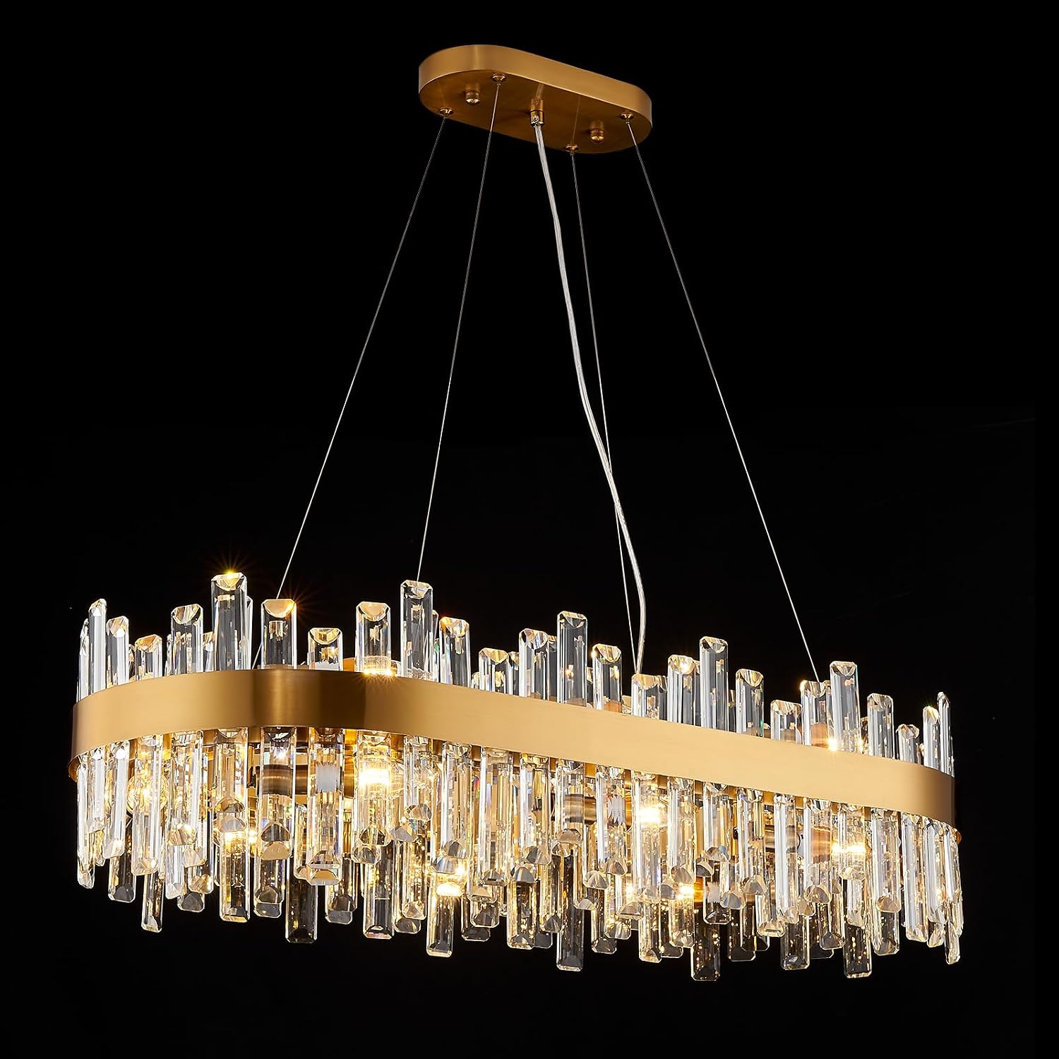 Round Gold Crystal Chandelier with 16 Lights