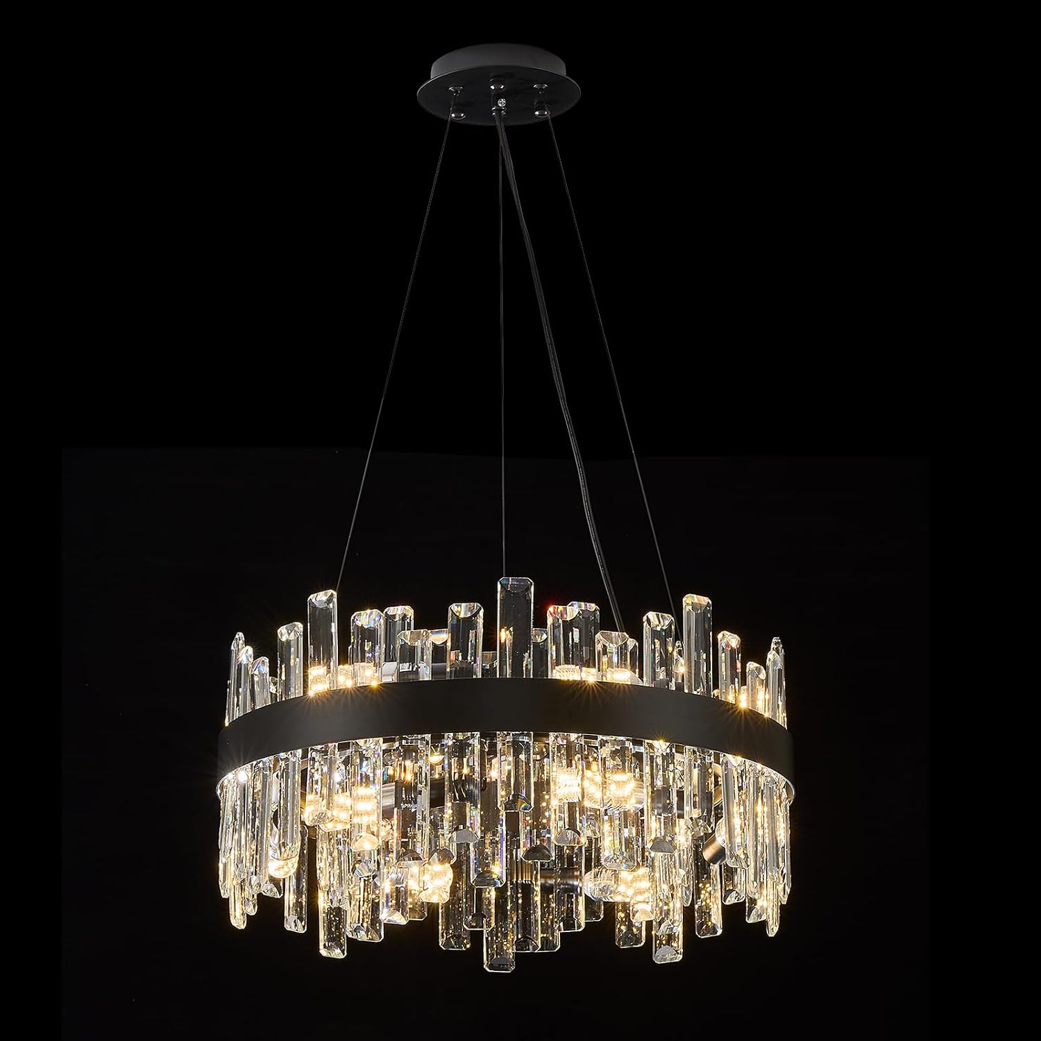 Round Gold Crystal Chandelier with 16 Lights