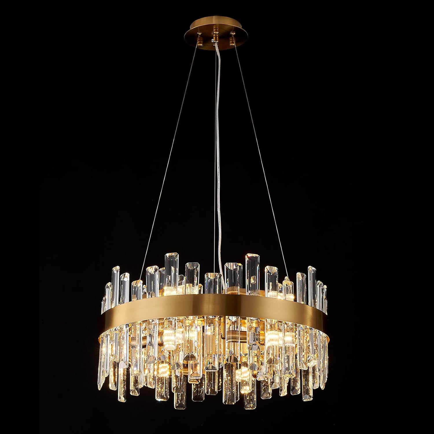 Round Gold Crystal Chandelier with 16 Lights