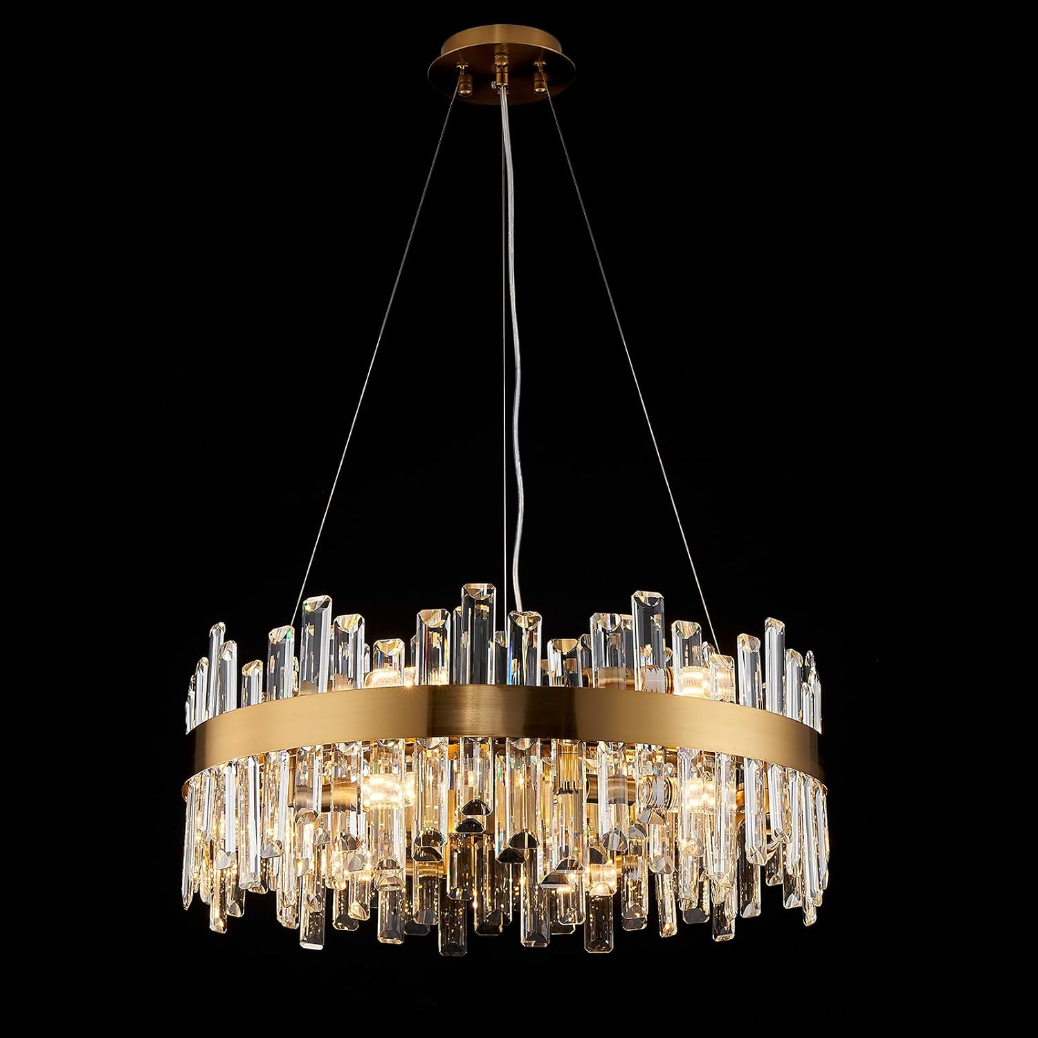 Round Gold Crystal Chandelier with 16 Lights