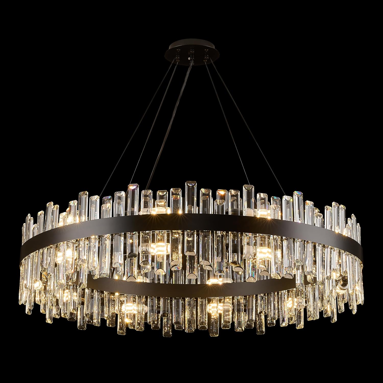 Round Gold Crystal Chandelier with 16 Lights
