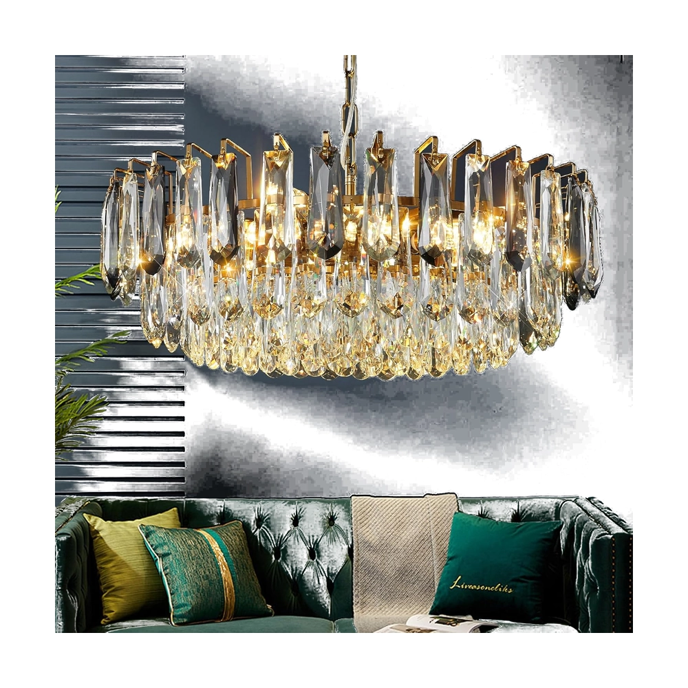 Round Gold Crystal Chandelier