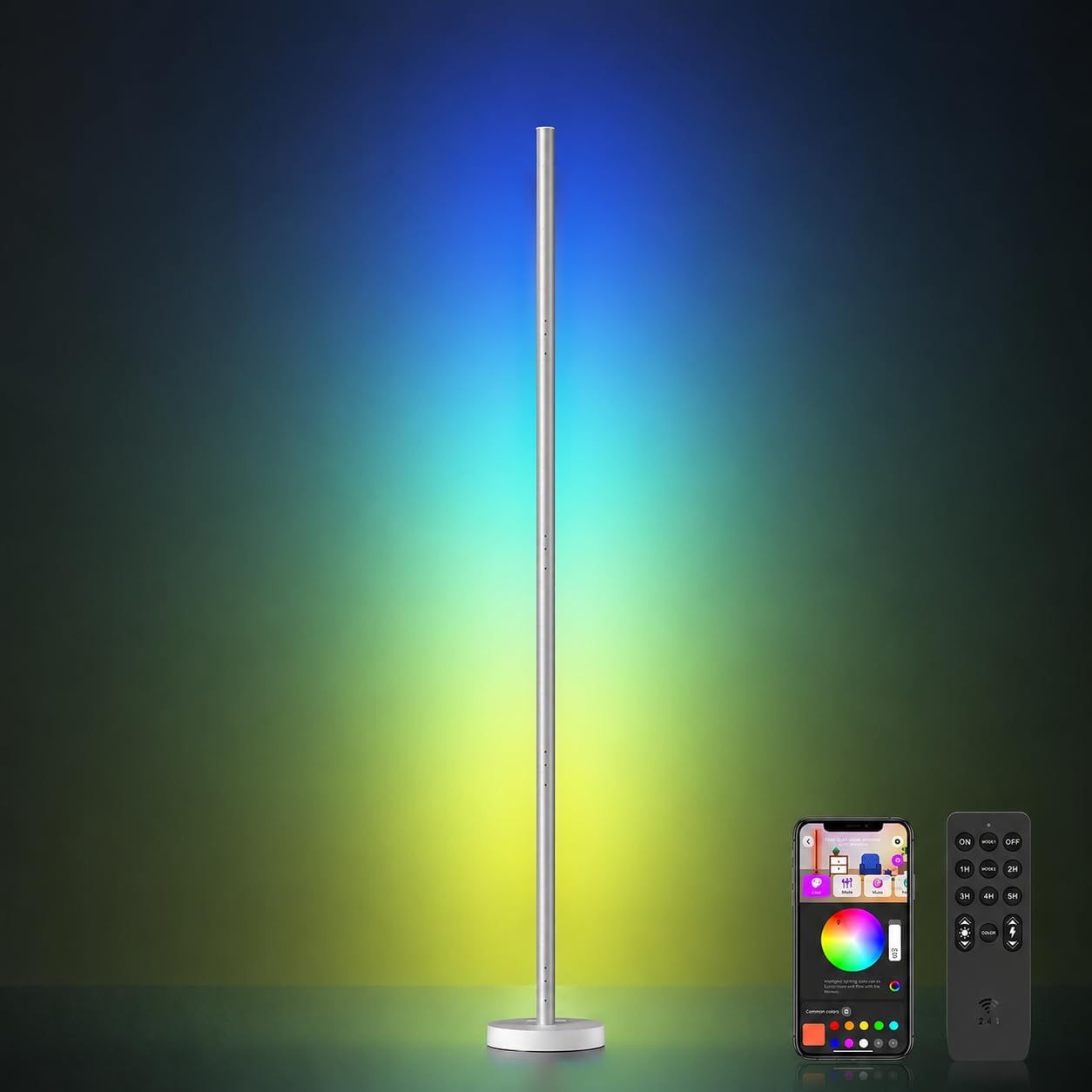 Smart RGBICW Corner Floor Lamp with Remote
