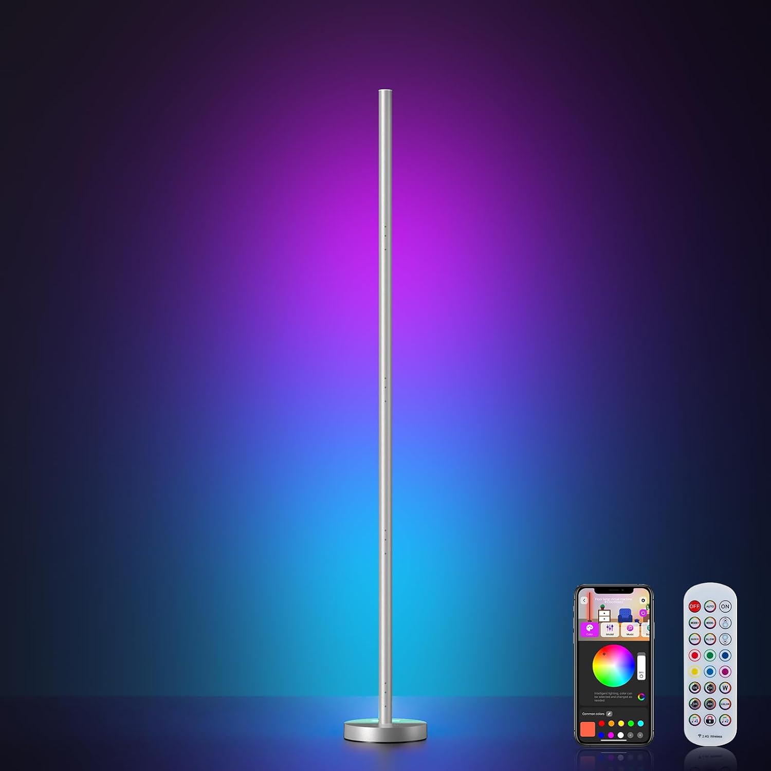 Smart RGBICW Corner Floor Lamp with Remote