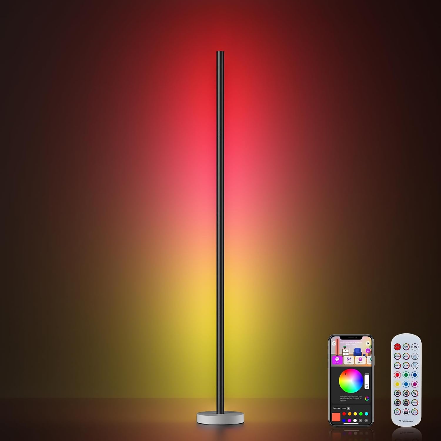 Smart RGBICW Corner Floor Lamp with Remote