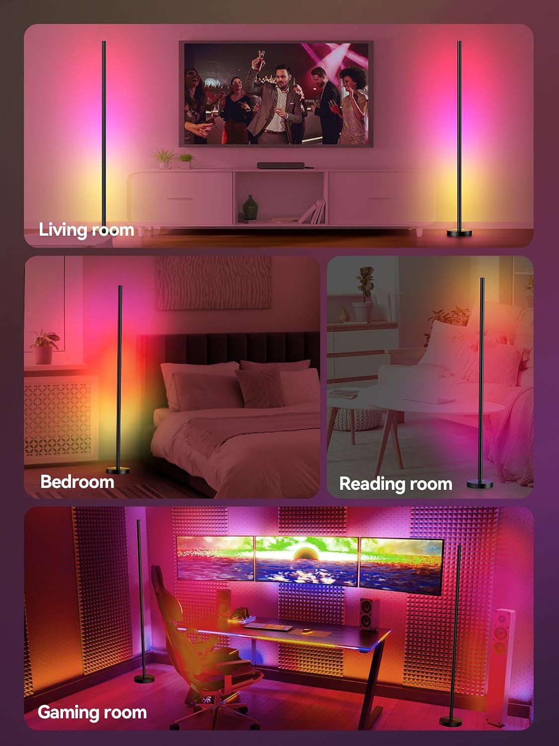 Smart RGBICW Corner Floor Lamp with Remote